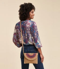 Gestreepte Katoenen Gehaakte Draagtas