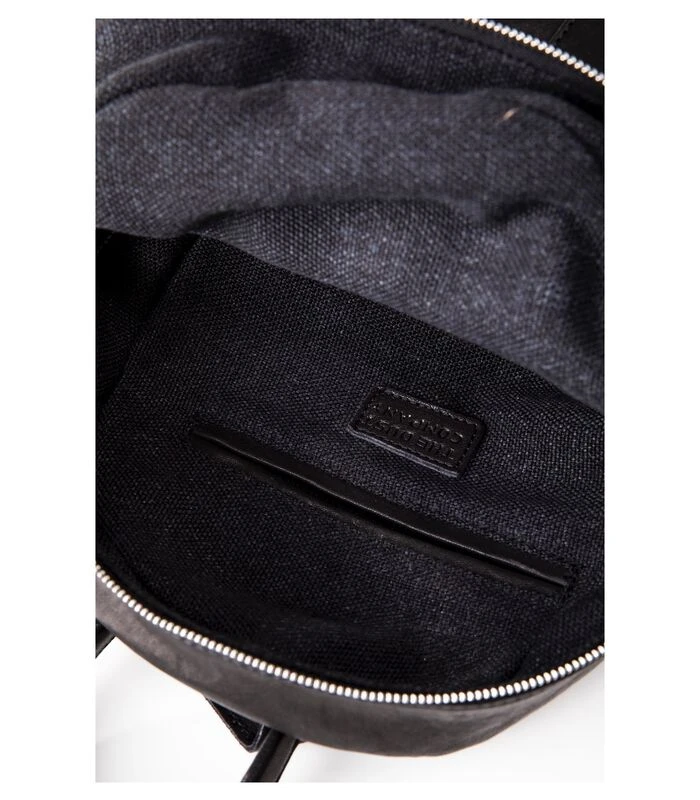 Leren Rugzak Van Lamsleer Zwart 5 Leren Rugzak Van Lamsleer Zwart - Afbeelding 5