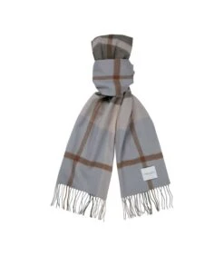 Profuomo Sjaal Lamswol Grijs Geruit