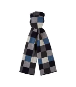 Profuomo Sjaal Wol Ruiten Navy