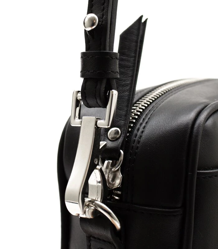 Nino - Zwarte Leren Cameratas Met Schouderband 5 Nino - Zwarte Leren Cameratas Met Schouderband - Afbeelding 5