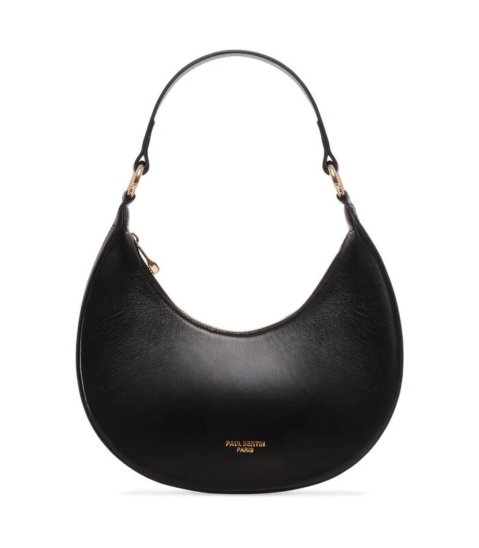 Moon - Zwarte Leren Halvemaanvormige Handtas 1 Moon - Zwarte Leren Halvemaanvormige Handtas