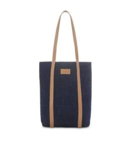 The Tote - Tote Bag Van Gerecycled Denim Met Lichtbruine Afwerking