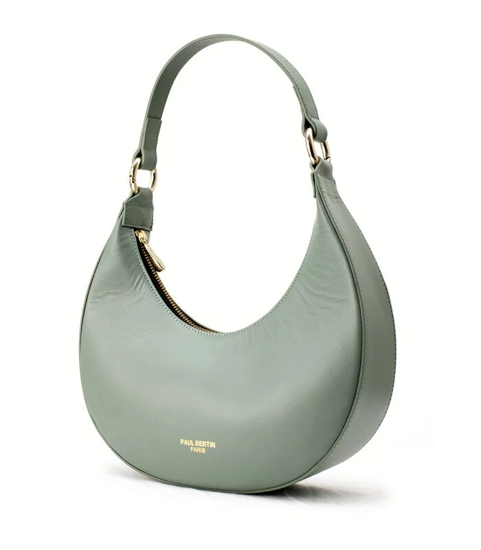 Moon - Kaki Leren Halvemaanvormige Handtas 2 Moon - Kaki Leren Halvemaanvormige Handtas - Afbeelding 2