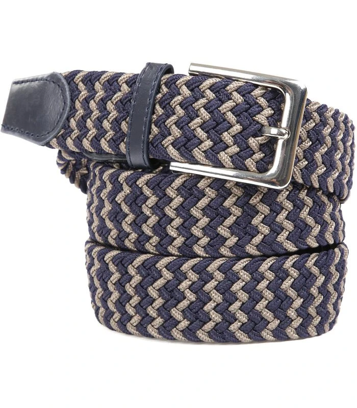 Geweven Riem Navy Taupe 1 Geweven Riem Navy Taupe