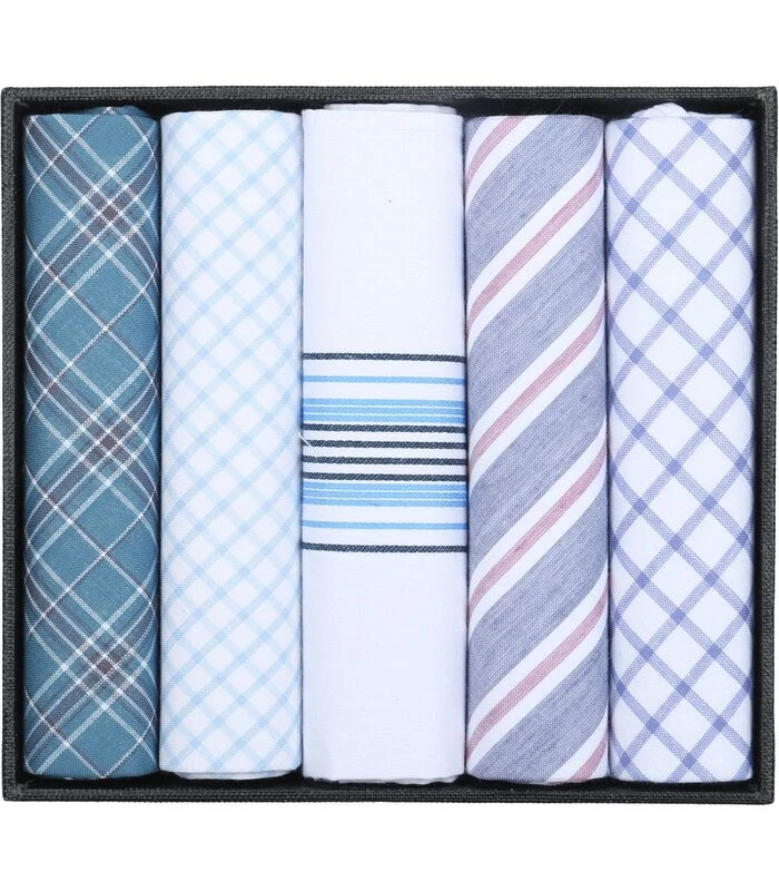 Zakdoeken 5-Pack Patronen Blauw 1 Zakdoeken 5-Pack Patronen Blauw