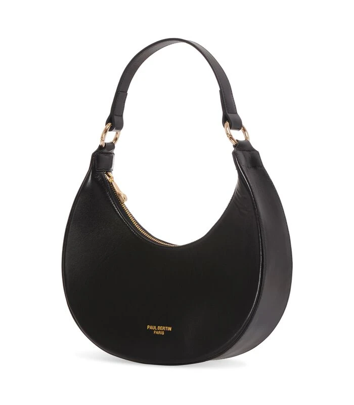 Moon - Zwarte Leren Halvemaanvormige Handtas 2 Moon - Zwarte Leren Halvemaanvormige Handtas - Afbeelding 2