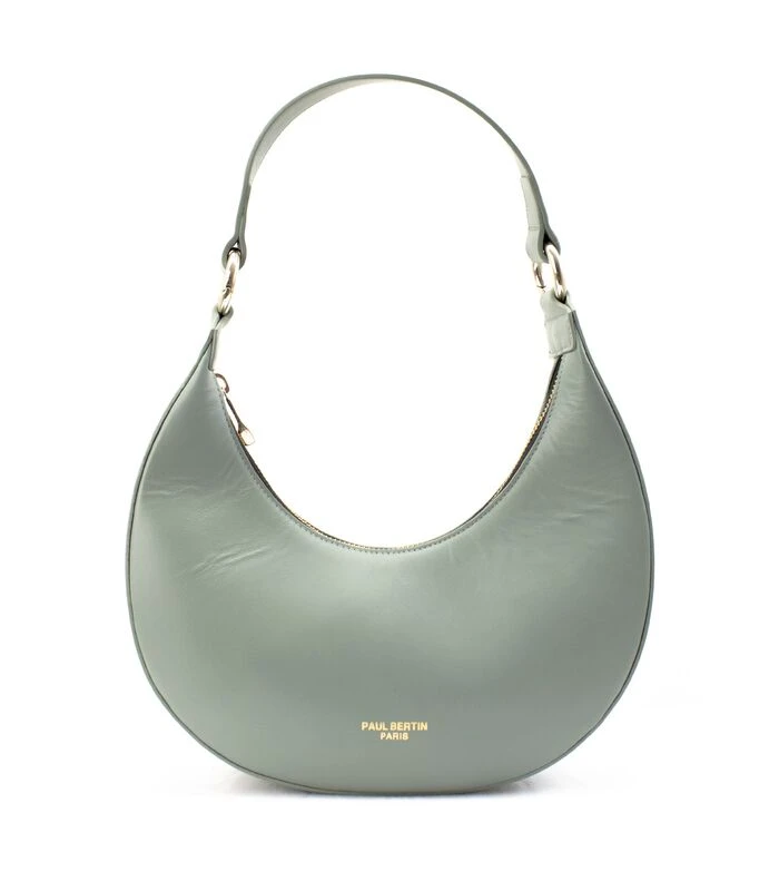 Moon - Kaki Leren Halvemaanvormige Handtas 1 Moon - Kaki Leren Halvemaanvormige Handtas