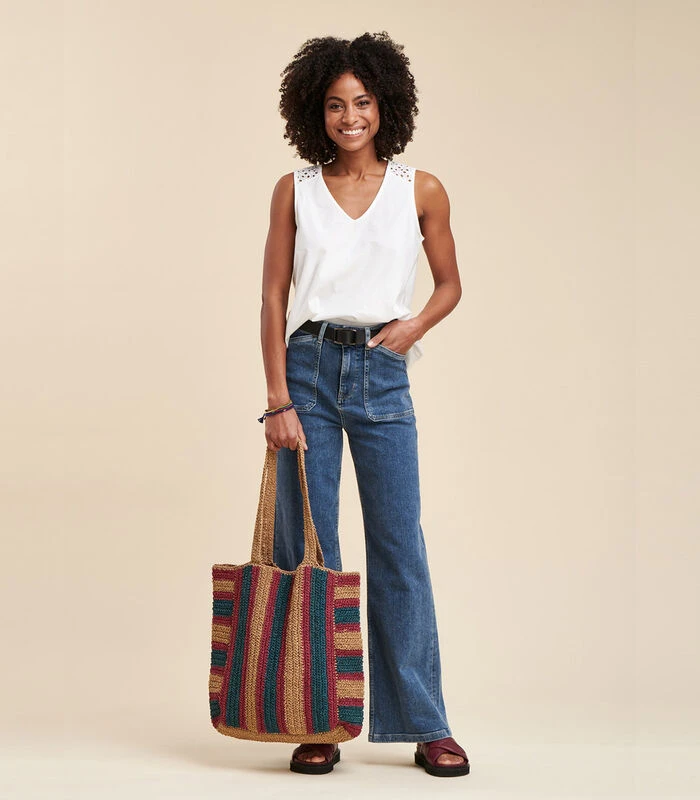 Gestreepte Zachte Mand In Raffiastijl 2 Gestreepte Zachte Mand In Raffiastijl - Afbeelding 2