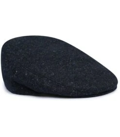 Profuomo Flat Cap Wolmix Visgraat Melange Navy