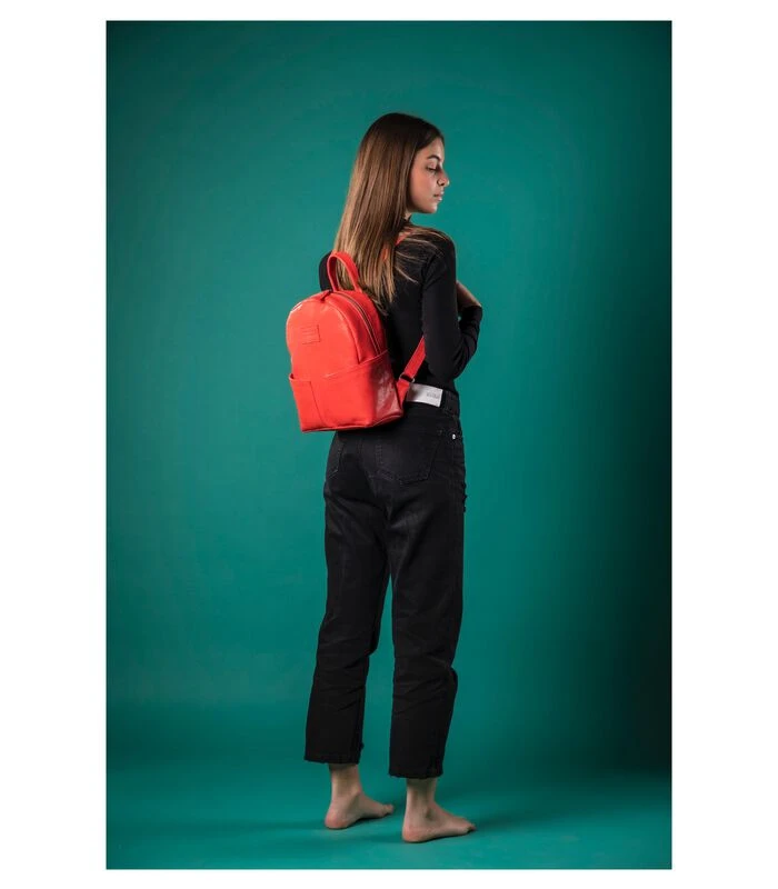 Leren Rugzak In Lamsleer Rood 2 Leren Rugzak In Lamsleer Rood - Afbeelding 2