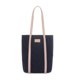 The Tote - Tote Bag Van Gerecycled Denim Met Lichtroze Leren Afwerking