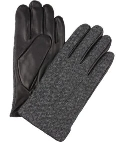 Profuomo Handschoenen Wol Antraciet Leer