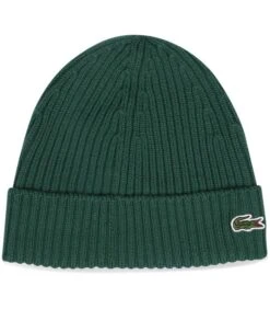 Lacoste Knitted Muts Wol Donkergroen