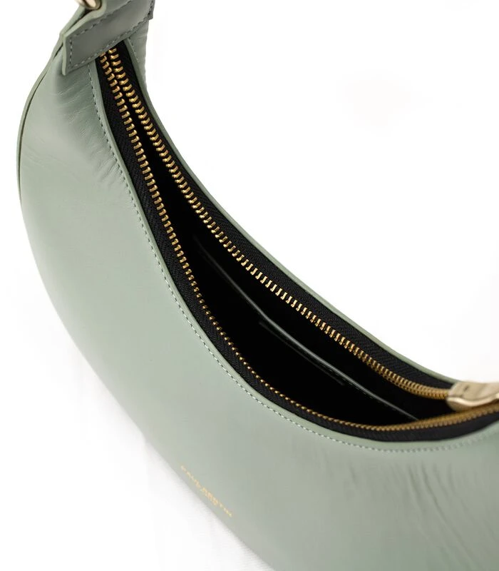 Moon - Kaki Leren Halvemaanvormige Handtas 3 Moon - Kaki Leren Halvemaanvormige Handtas - Afbeelding 3