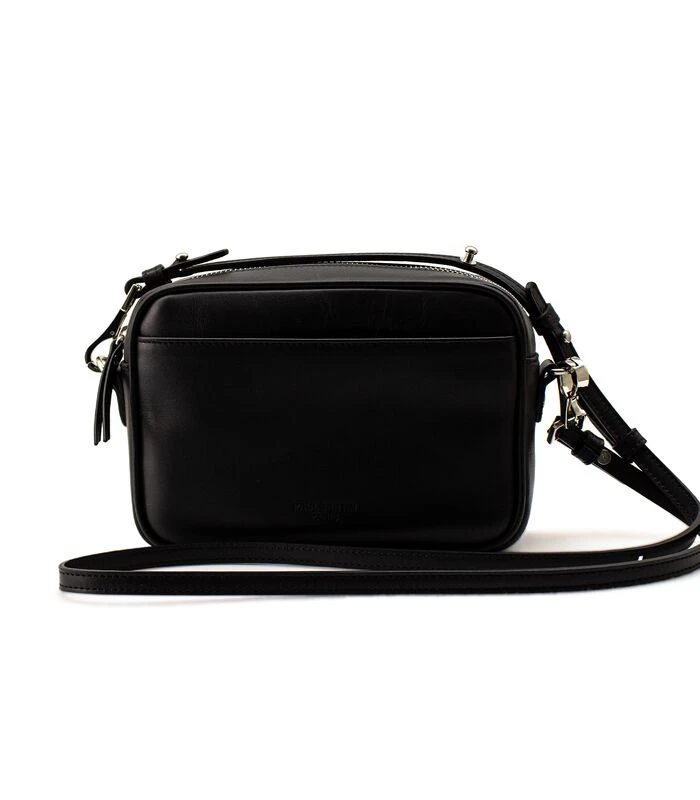 Nino - Zwarte Leren Cameratas Met Schouderband 1 Nino - Zwarte Leren Cameratas Met Schouderband