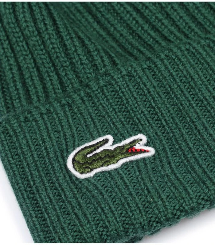 Lacoste Knitted Muts Wol Donkergroen 2 Lacoste Knitted Muts Wol Donkergroen - Afbeelding 2