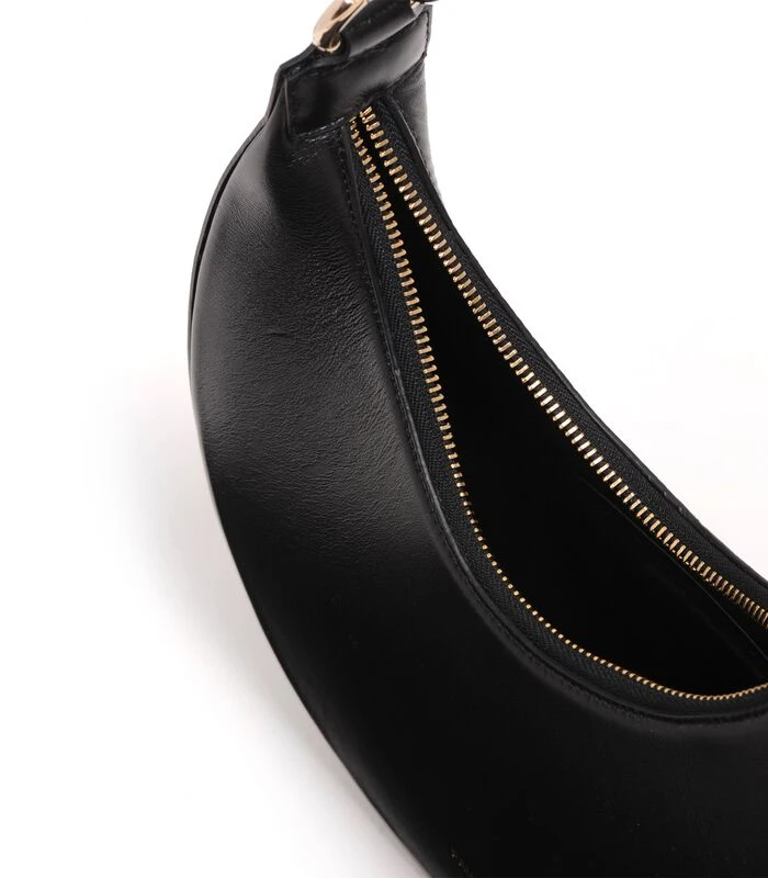 Moon - Zwarte Leren Halvemaanvormige Handtas 3 Moon - Zwarte Leren Halvemaanvormige Handtas - Afbeelding 3