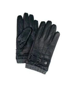 Profuomo Handschoenen Wol Zwart Leer