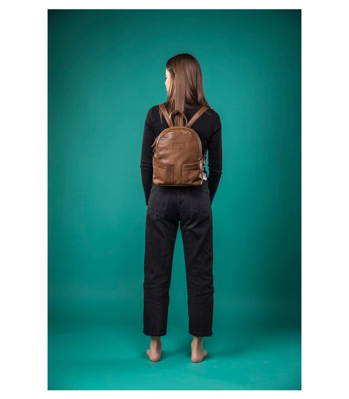 Leren Rugzak Van Lamsleer Bruin 2 Leren Rugzak Van Lamsleer Bruin - Afbeelding 2