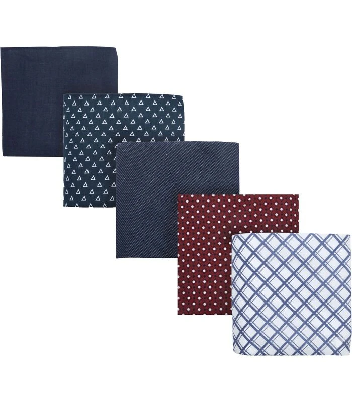 Zakdoeken 5-Pack Patronen Donkerblauw 2 Zakdoeken 5-Pack Patronen Donkerblauw - Afbeelding 2