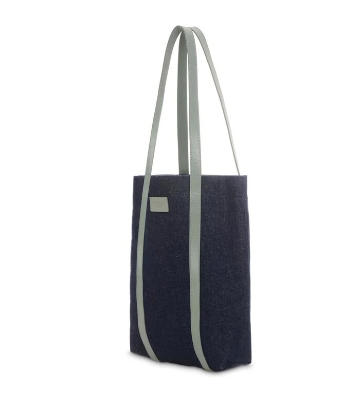 The Tote - Tote Bag Van Gerecycled Denim Met Lichtgroene Afwerking 2 The Tote - Tote Bag Van Gerecycled Denim Met Lichtgroene Afwerking - Afbeelding 2